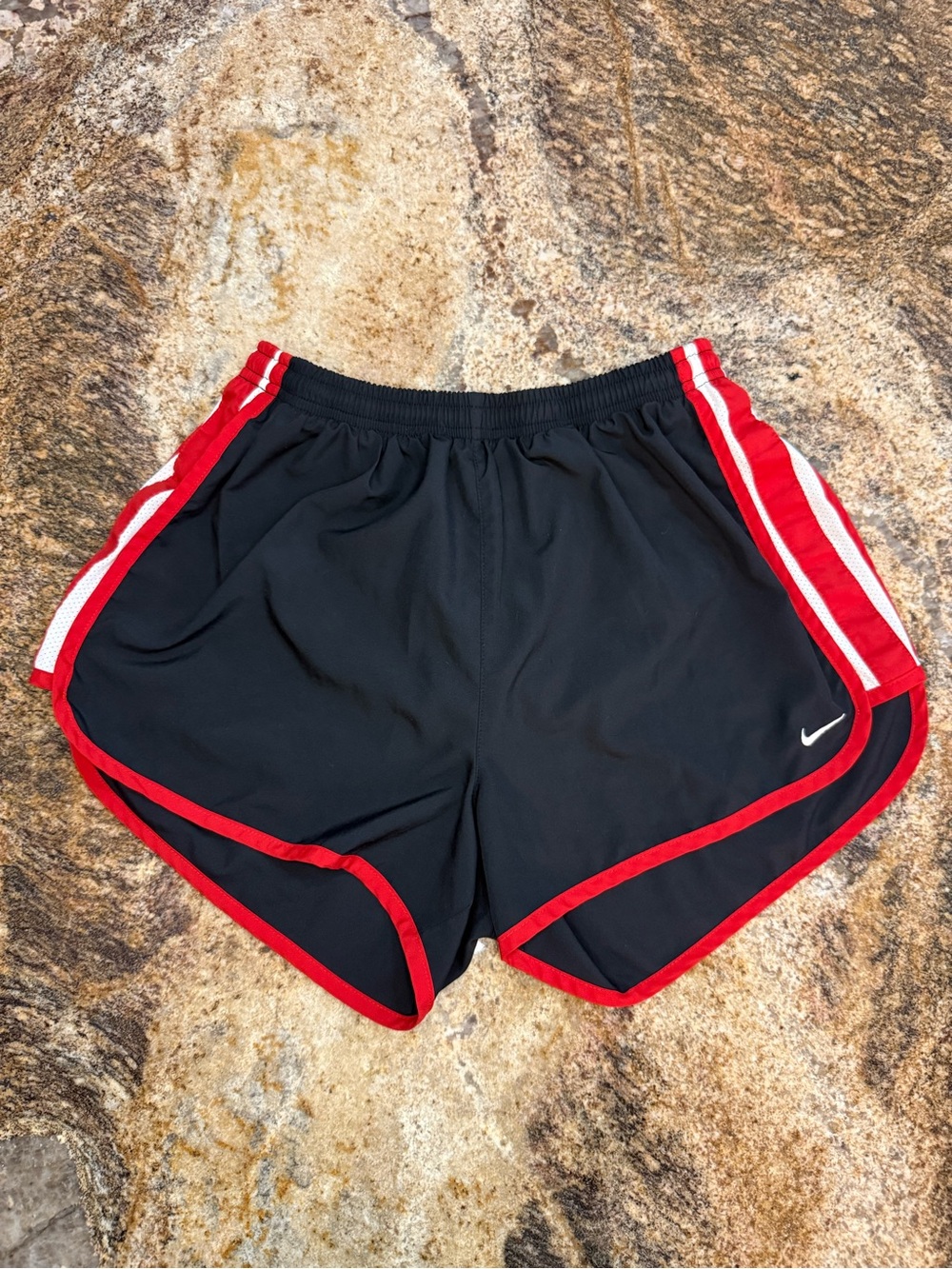 Nike Dri-FIT Tempo Women's Running Shorts in Black and Red